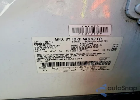 2014 Ford Explorer Police Interceptor from USA, damaged, VIN 1FM5K8AR1EGA09294